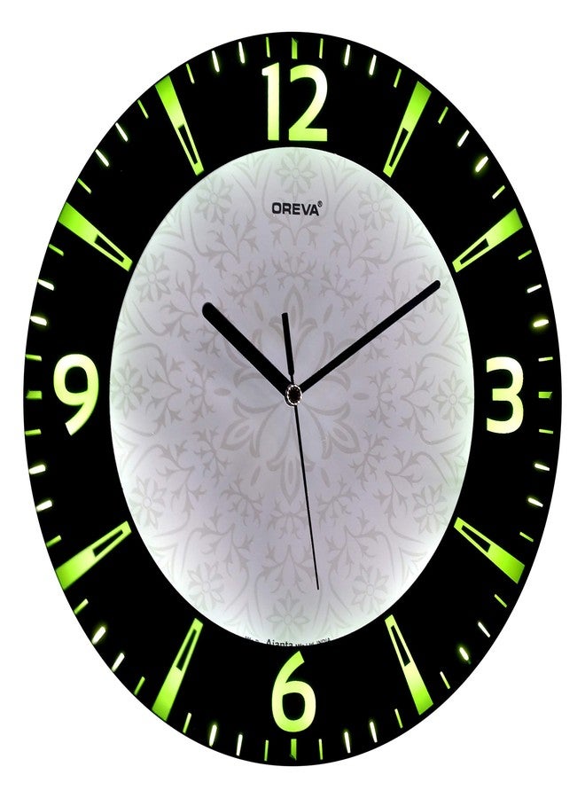 أوريفا ساعة حائط دائرية بلاستيكية تناظرية بإضاءة خلفية من Oreva (32 سم × 32 سم × 4 سم، LED أخضر، AQ 1667) - Image 2